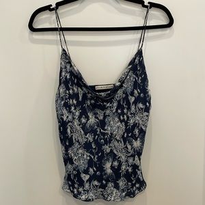 Alice + Olivia Blue Flower Tank Top Blouse